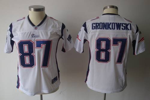 Patriots #87 Rob Gronkowski White Women's Team Color Stitched NFL Jersey